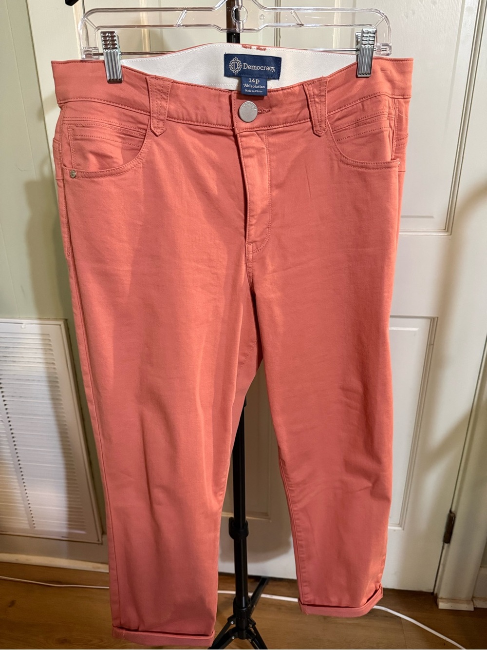 Democracy Women's "Ab"solution Ankle Skimmer Coral Pink Pants
